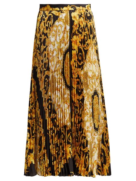 Versace Hibiscus Print Pleated Silk Skirt Size 42 EU 95